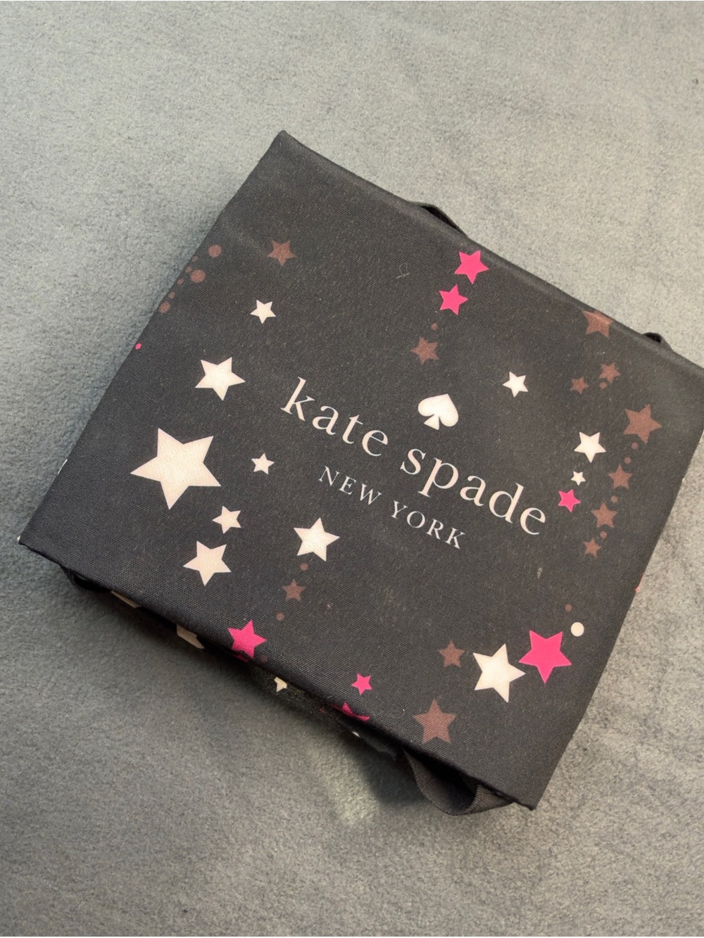 kate spade Black Starry Print Canvas Tote with Pink, Brown & Cream Stars - Picture 2 of 4